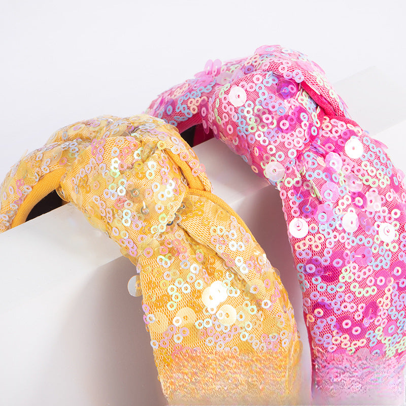 Wholesale Summer High-end Sequin Fabric Knotting Shiny Tourism Sweet Temperament Headband